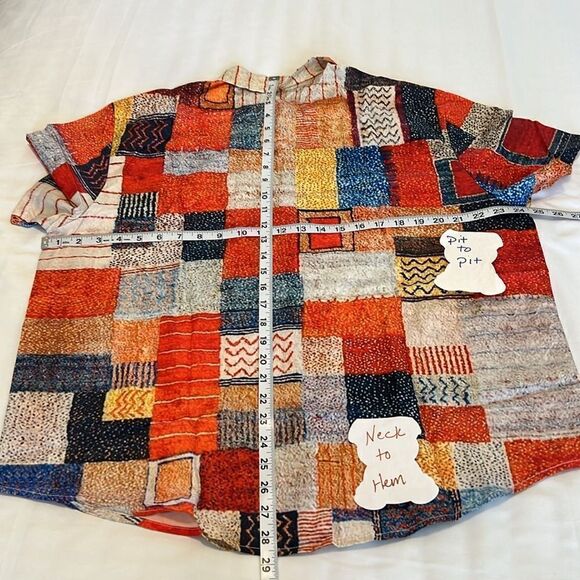 Men’s size XL unbranded multi colored short sleeve button front shirt NWOT - Picture 6 of 6